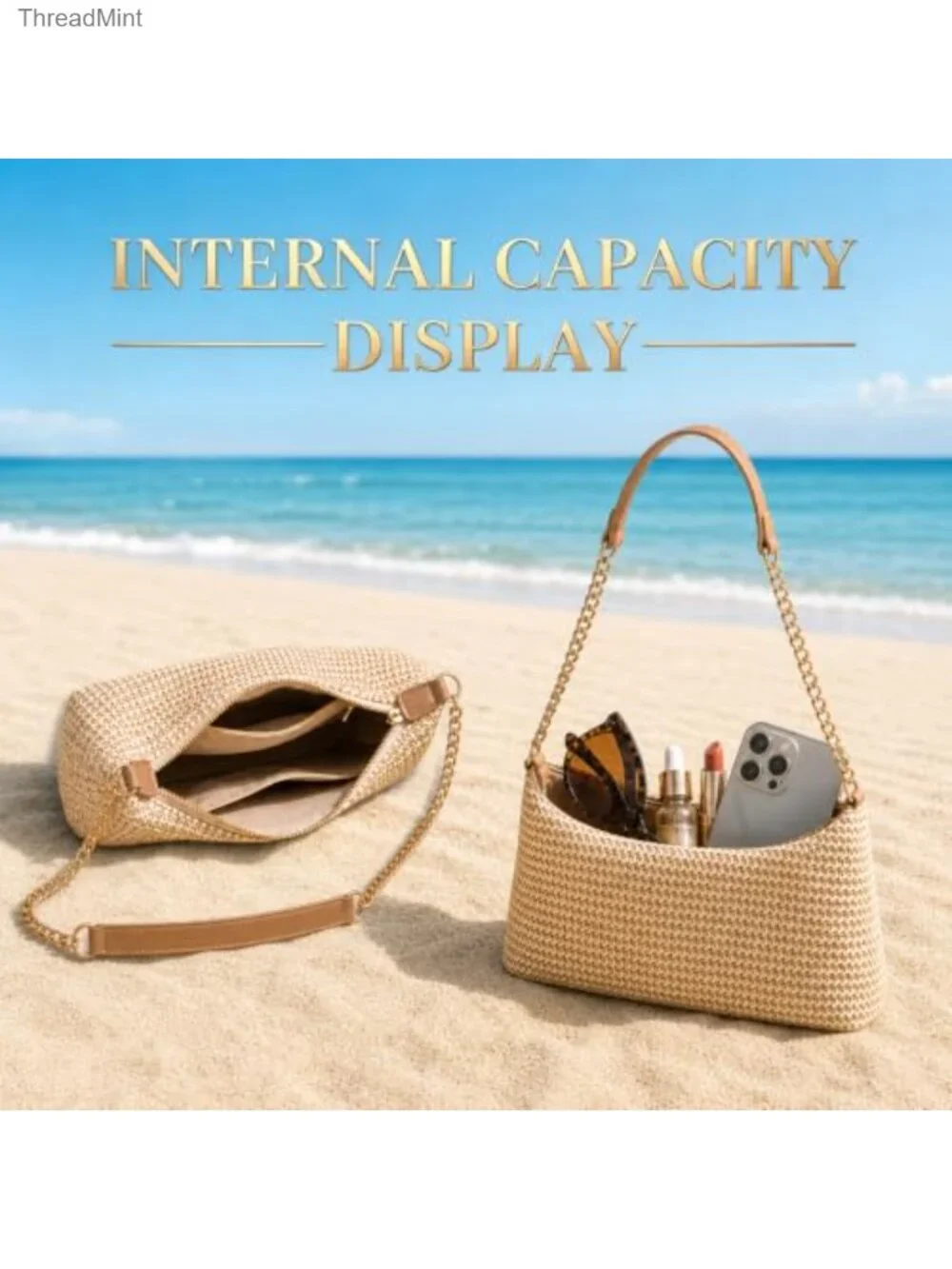Boho Woven Straw Shoulder Bag Crossbody Hobo Purse Summer Beach Handbag Women